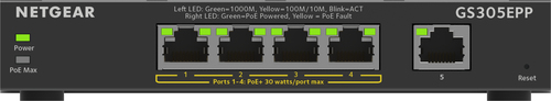 NETGEAR 5-Port Gigabit Ethernet High-Power PoE+ Plus Switch (GS305EPP)