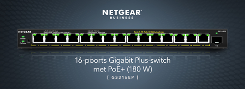 NETGEAR GS316EP-100PES netwerk-switch Managed Gigabit Ethernet (10/100/1000) Power over Ethernet (PoE) Zwart