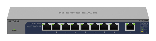 NETGEAR GS108MX-100EUS netwerk-switch Unmanaged L2 Gigabit Ethernet (10/100/1000) Bureaublad-/wandmontage