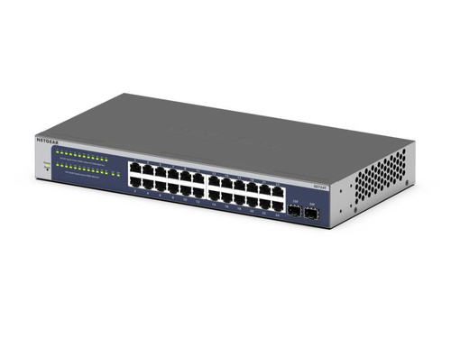 NETGEAR GS724Tv6 Managed L2+/L3 Gigabit Ethernet (10/100/1000) 1U Blauw, Grijs