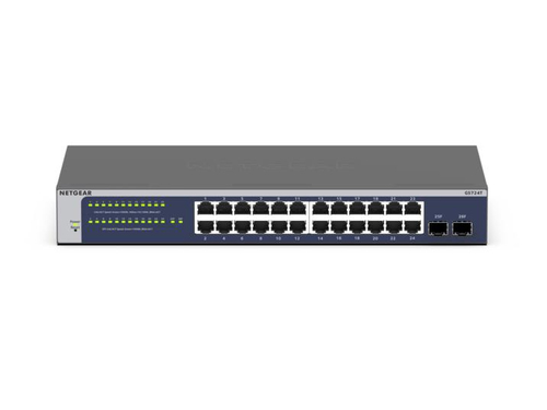 NETGEAR GS724Tv6 Managed L2+/L3 Gigabit Ethernet (10/100/1000) 1U Blauw, Grijs