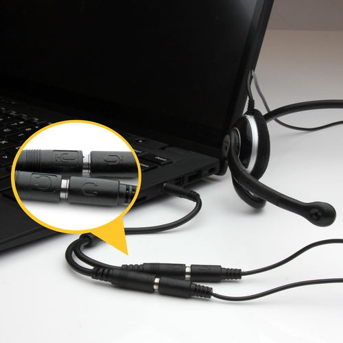 StarTech.com Headsetadapter voor headsets met aparte koptelefoon-/microfoonstekkers 3,5 mm 4 positie naar 2x 3 positie 3,5 mm M/F