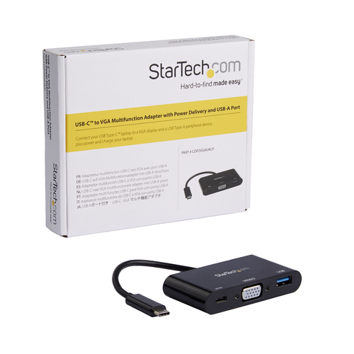 StarTech.com USB-C naar VGA multifunctionele adapter met Power Delivery en USB-A poort