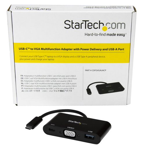 StarTech.com USB-C naar VGA multifunctionele adapter met Power Delivery en USB-A poort