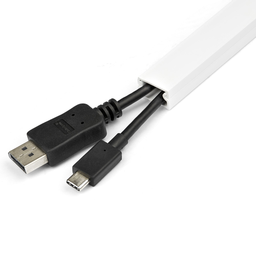 StarTech.com Stevige Zelfklevende Kabelgoot met Deksel, 19mm B x 11mm H 1m L, PVC Draadgoot / Muurlijst voor Netwerk- en Voedingskabels, Max 6 kabels, UL Listed