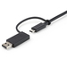 StarTech.com 1m USB-C Kabel met USB-A Adapter Dongle - Hybride 2-in-1 USB C Kabel met USB-A/USB-C naar USB-C (10Gbps/100W PD), USB-A naar USB-C (5Gbps) - Ideaal voor Hybride Docking Station