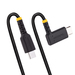 StarTech.com 1m USB-C Oplaadkabel, Haakse USB-C Kabel, 60W PD 3A, Robuuste Fast Charge USB-C Kabel, USB 2.0 Type-C, USB Laadkabel met Aramide Vezel, Zwart
