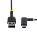 StarTech.com 1m USB A naar USB-C Oplaadkabel, Robuuste Fast Charge USB A naar USB-C Data Kabel, Haakse Type-C Kabel, Rugged Aramide Vezel, 3A, Zwart