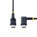 StarTech.com 30cm USB-C Oplaadkabel, Haakse USB-C Kabel, 60W PD 3A, Robuuste Fast Charge USB-C Kabel, USB 2.0 Type-C, Korte USB Laadkabel met Aramide Vezel, Zwart