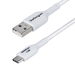 StarTech.com 2m USB-A naar USB-C Laadkabel, Wit, USB-A naar Type-C Oplaadkabel, 3A Fast Charge, USB 2.0 Data Transfer Kabel, TPE Mantel, M/M