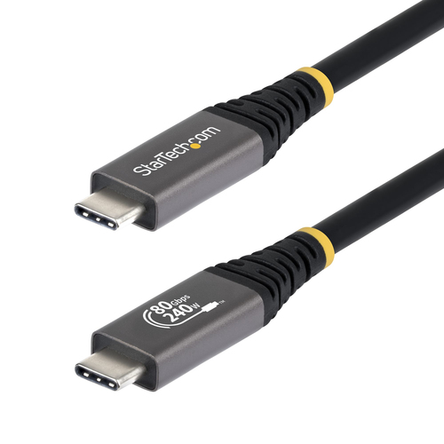 StarTech.com 1m USB4 Kabel, 80Gbps, USB-IF Gecertificeerde USB-C Kabel, 240W PD, 8K 120Hz/4K 240Hz, DP2.1, DP80, Thunderbolt 4 Compatibel, USB Type-C Kabel