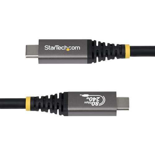 StarTech.com 1m USB4 Kabel, 80Gbps, USB-IF Gecertificeerde USB-C Kabel, 240W PD, 8K 120Hz/4K 240Hz, DP2.1, DP80, Thunderbolt 4 Compatibel, USB Type-C Kabel