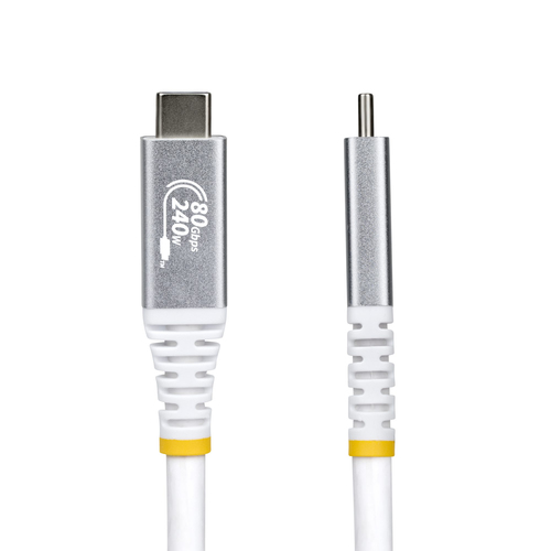 StarTech.com 1,5m USB4 Kabel, 80Gbps, USB-IF Gecertificeerde USB-C Kabel, 240W PD, 8K 120Hz/4K 240Hz, DP2.1, DP80, Thunderbolt 4 Compatibel, USB Type-C Kabel, Wit