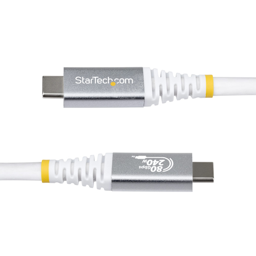 StarTech.com 1,5m USB4 Kabel, 80Gbps, USB-IF Gecertificeerde USB-C Kabel, 240W PD, 8K 120Hz/4K 240Hz, DP2.1, DP80, Thunderbolt 4 Compatibel, USB Type-C Kabel, Wit