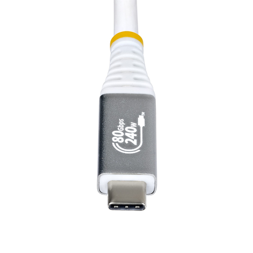 StarTech.com 1,5m USB4 Kabel, 80Gbps, USB-IF Gecertificeerde USB-C Kabel, 240W PD, 8K 120Hz/4K 240Hz, DP2.1, DP80, Thunderbolt 4 Compatibel, USB Type-C Kabel, Wit