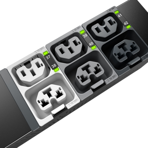 APC APDU10250SM - Switched & Metered-by-Outlet, 0U,16A, 400V, (24x)C13/15 + (24x)C13/15/19/21, IEC60309 16A 3Fase stekker