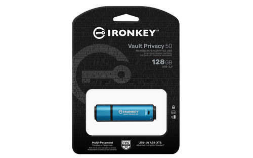 Kingston Technology IronKey 128GB Vault Privacy 50 AES-256 versleuteling, FIPS 197