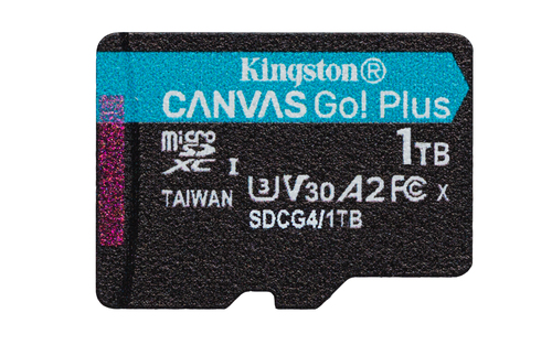 Kingston Technology 1TB microSDXC Canvas Go! Plus Gen4 200MB/s A2 U3 V30 kaart + adapter