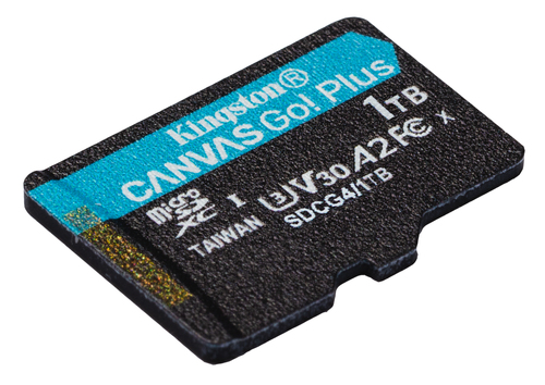 Kingston Technology 1TB microSDXC Canvas Go! Plus Gen4 200MB/s A2 U3 V30 kaart + adapter