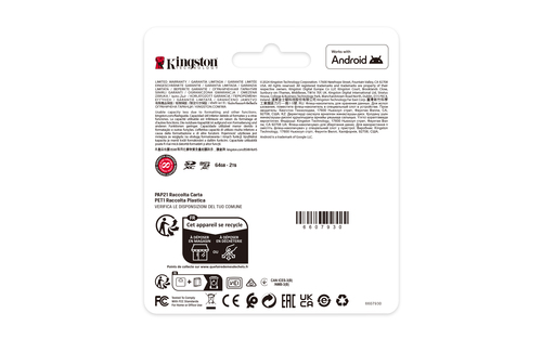 Kingston Technology 64GB SDXC Canvas Select Plus Gen3 100MB/s C10 UHS-I U1 V10