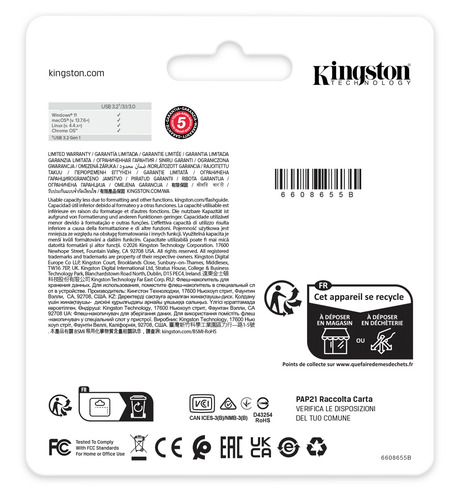 Kingston Technology DataTraveler 256GB Kyson 220MB/s Metal USB 3.2 Gen 1
