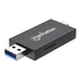 Manhattan USB-A/USB-C multiformaat kaartlezer/-schrijver, 5 Gbps (USB 3.0), male connector naar microSD- en SD/MMC-slots, mini-formaat, compatibel met Windows of Mac, zwart/transparant, 3 jaar garantie