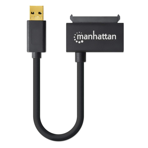 Manhattan USB-A naar SATA 2,5" adapterkabel, 42 cm, mannelijk naar mannelijk, 5 Gbps (USB 3.2 Gen1 / USB 3.0), ondersteunt 48-bit LBA, zwart, 3 jaar garantie