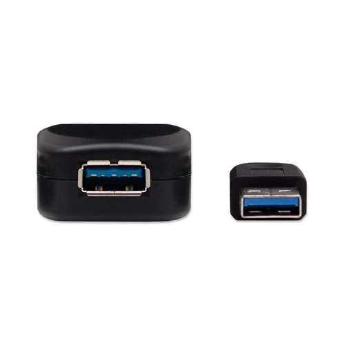 Manhattan USB-A naar USB-A verlengkabel, 5 m, mannelijk naar vrouwelijk, actief, 5 Gbps (USB 3.2 Gen1 / USB 3.0), ingebouwde repeater, zwart, 3 jaar garantie, equivalent aan USB2AAEXT5M