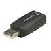 Manhattan USB-A geluidsadapter, USB-A naar 3,5 mm microfoon-in en audio-out, 480 Mbps (USB 2.0), ondersteunt 3D en virtueel 5.1 surround, zwart, 3 jaar garantie