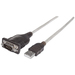 Manhattan USB-A naar seriële converterkabel, 45 cm, mannelijk naar mannelijk, RS232/COM/DB9, FTDI FT232RL-chip, Windows 11 compatibel (en oudere OS), zwart/zilver, 3 jaar garantie, equivalent aan ICUSB2321F