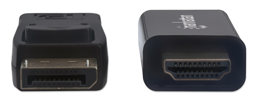 Manhattan DisplayPort 1.1 naar HDMI kabel, 1080p@60Hz, 1,8 m, mannelijk naar mannelijk, met vergrendeling, niet bi-directioneel, zwart, 3 jaar garantie