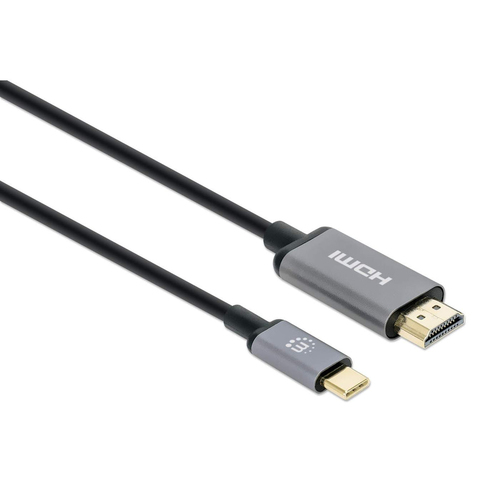 Manhattan USB-C naar HDMI kabel, 4K@60Hz, 2 m, mannelijk naar mannelijk, zwart, 3 jaar garantie, equivalent aan CDP2HD2MBNL