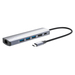 Manhattan USB-C dock/hub, poorten (6): Ethernet, HDMI, USB-A (3×) en USB-C, met Power Delivery (PD) 100 W - vereist een externe USB-C-lader (niet inbegrepen). USB-gevoed (geen externe voeding vereist) wanneer PD niet wordt gebruikt