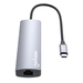 Manhattan USB-C dock/hub, poorten (6): Ethernet, HDMI, USB-A (3×) en USB-C, met Power Delivery (PD) 100 W - vereist een externe USB-C-lader (niet inbegrepen). USB-gevoed (geen externe voeding vereist) wanneer PD niet wordt gebruikt
