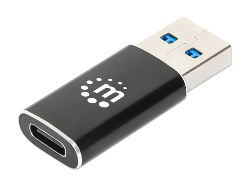 Manhattan USB-C naar USB-A adapter, 10 Gbps (USB 3.2 Gen 2 / USB 3.1), vrouwelijk naar mannelijk, zwart, levenslange garantie