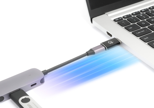 Manhattan USB-C naar USB-A adapter, 10 Gbps (USB 3.2 Gen 2 / USB 3.1), vrouwelijk naar mannelijk, zwart, levenslange garantie