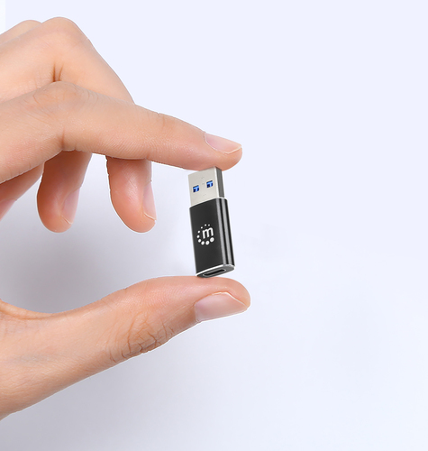 Manhattan USB-C naar USB-A adapter, 10 Gbps (USB 3.2 Gen 2 / USB 3.1), vrouwelijk naar mannelijk, zwart, levenslange garantie