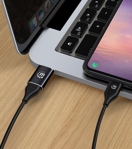 Manhattan USB-C naar USB-A adapter, 10 Gbps (USB 3.2 Gen 2 / USB 3.1), vrouwelijk naar mannelijk, zwart, levenslange garantie