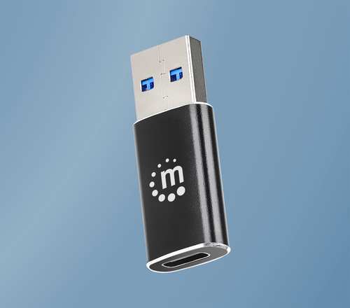 Manhattan USB-C naar USB-A adapter, 10 Gbps (USB 3.2 Gen 2 / USB 3.1), vrouwelijk naar mannelijk, zwart, levenslange garantie