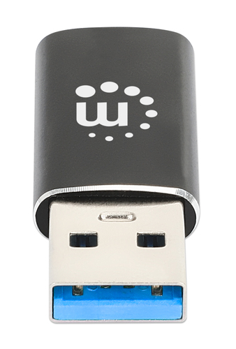 Manhattan USB-C naar USB-A adapter, 10 Gbps (USB 3.2 Gen 2 / USB 3.1), vrouwelijk naar mannelijk, zwart, levenslange garantie