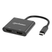 Manhattan USB-C naar dual HDMI & USB-A adapter, Dubbele 4K@30Hz of enkele 4K@60Hz, USB-A 480 Mbps (USB 2.0), Power Delivery 100W doorvoer, kabel 15 cm, zwart, 3 jaar garantie