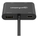 Manhattan USB-C naar dual HDMI & USB-A adapter, Dubbele 4K@30Hz of enkele 4K@60Hz, USB-A 480 Mbps (USB 2.0), Power Delivery 100W doorvoer, kabel 15 cm, zwart, 3 jaar garantie