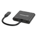 Manhattan USB-C naar dual HDMI & USB-A adapter, Dubbele 4K@30Hz of enkele 4K@60Hz, USB-A 480 Mbps (USB 2.0), Power Delivery 100W doorvoer, kabel 15 cm, zwart, 3 jaar garantie