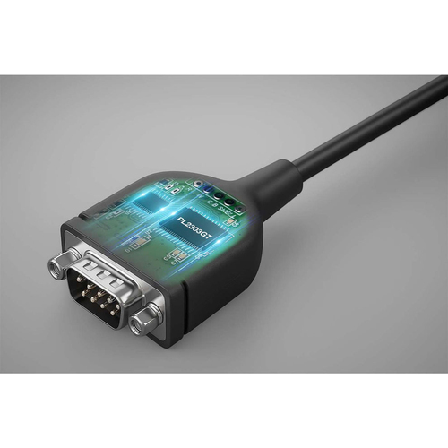 Manhattan USB-C naar seriële converterkabel, 1 m, mannelijk naar mannelijk, RS232/COM/DB9, Prolific PL2303GT-chip, zwart, 3 jaar garantie