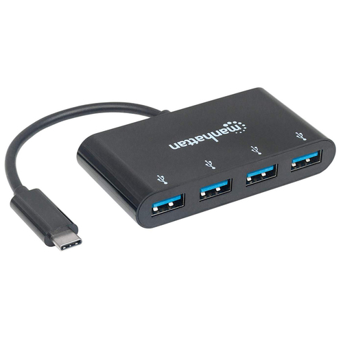 Manhattan USB-C dock/hub, poorten (4): USB-A (4×), 5 Gbps (USB 3.0), USB-gevoed (geen externe voeding vereist), equivalent aan HB30C4AB