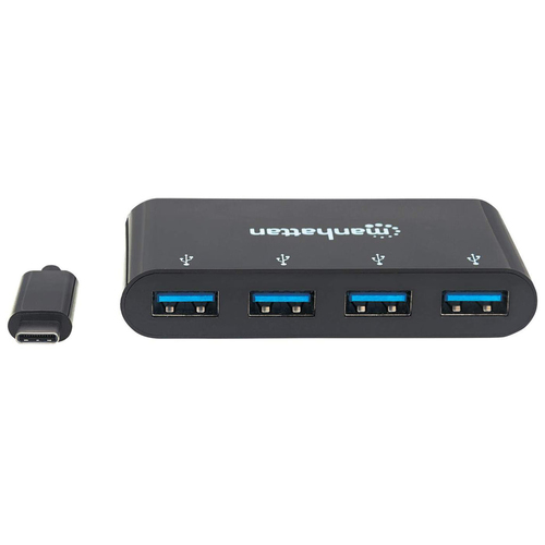 Manhattan USB-C dock/hub, poorten (4): USB-A (4×), 5 Gbps (USB 3.0), USB-gevoed (geen externe voeding vereist), equivalent aan HB30C4AB