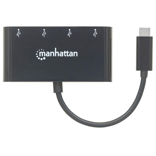 Manhattan USB-C dock/hub, poorten (4): USB-A (4×), 5 Gbps (USB 3.0), USB-gevoed (geen externe voeding vereist), equivalent aan HB30C4AB
