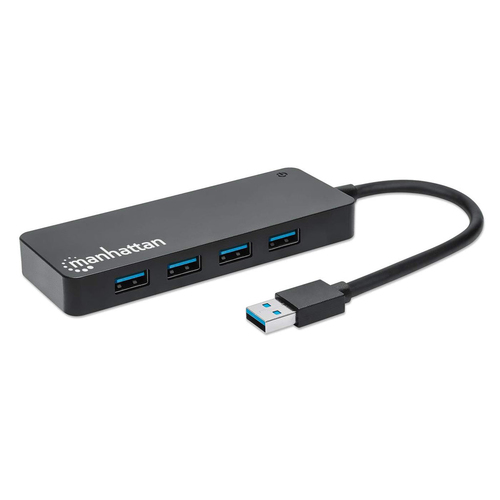 Manhattan USB-A 4-poorts hub, 4× USB-A, 5 Gbps (USB 3.0), USB-gevoed (geen externe voeding vereist), equivalent aan ST4300PBU3 & ST4300MINU3B