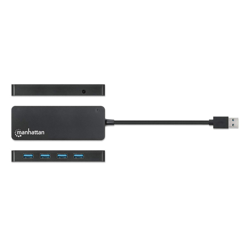Manhattan USB-A 4-poorts hub, 4× USB-A, 5 Gbps (USB 3.0), USB-gevoed (geen externe voeding vereist), equivalent aan ST4300PBU3 & ST4300MINU3B