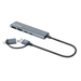 Manhattan USB-C & USB-A combo dock/hub, poorten (4): USB-A (2×) + USB-C (2×), 5 Gbps (USB 3.0), USB-gevoed (geen externe voeding vereist), aluminium